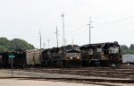 NS 9485 & NS 6565 lead train E25 out of the yard